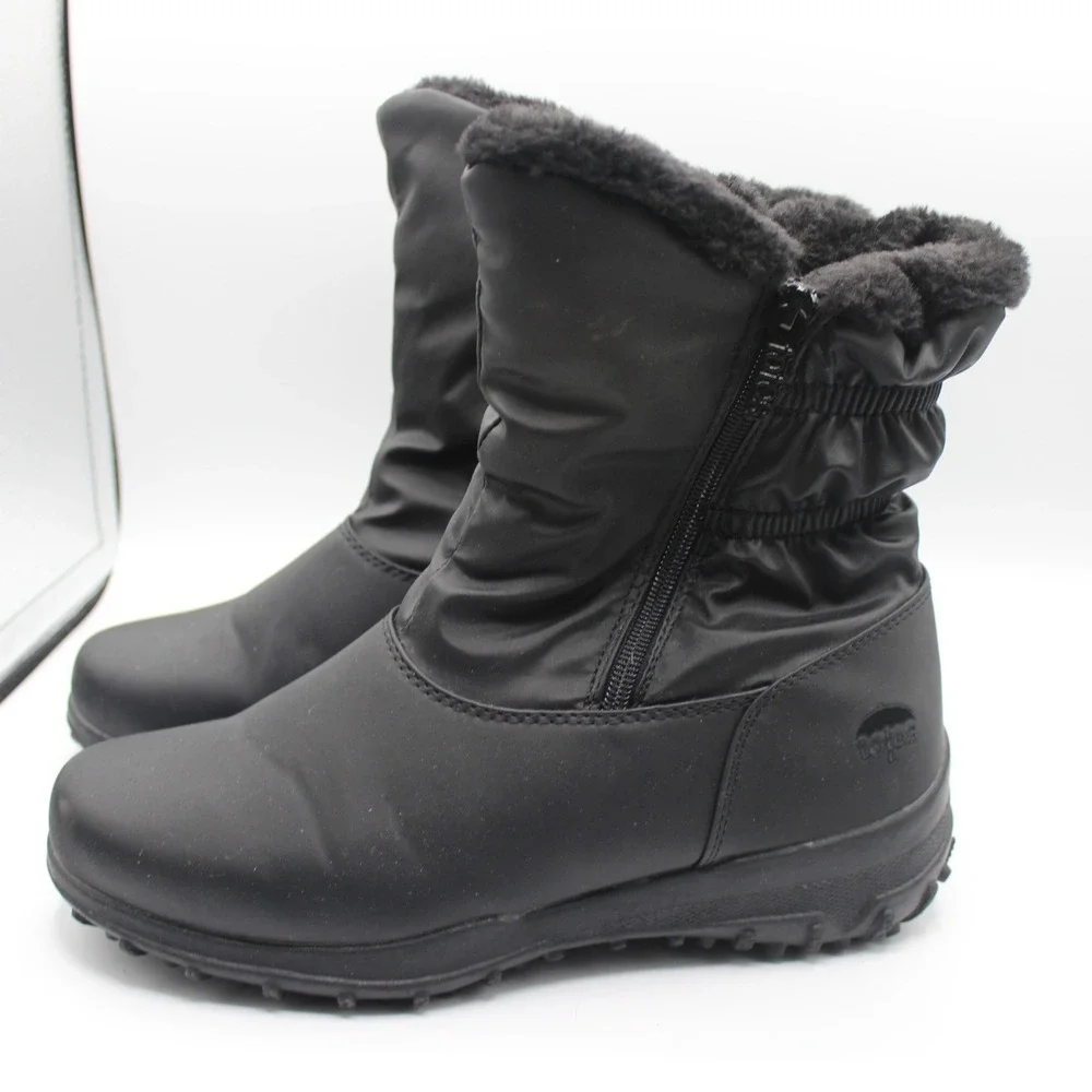 Totes Rikki W Womens Black Winter Boots Faux Fur Lined Side Zip Size 10W